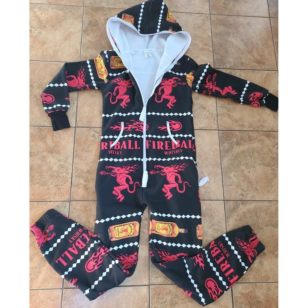 Fireball Whiskey Men's Full zip Hoodie One Piece‎ Party Ski Week Pockets XS